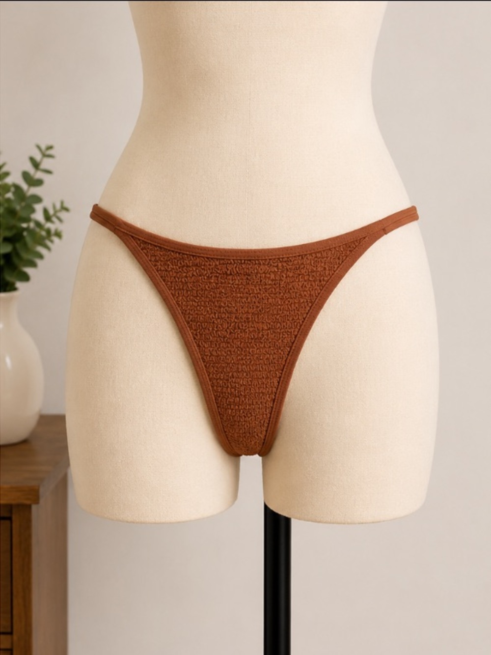 La Hearts Brown Ribbed Bikini Bottom